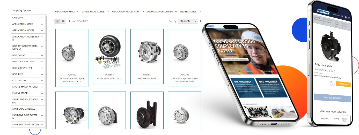 Website mockup of Horton after eCommerce Data Migration on three different devices.