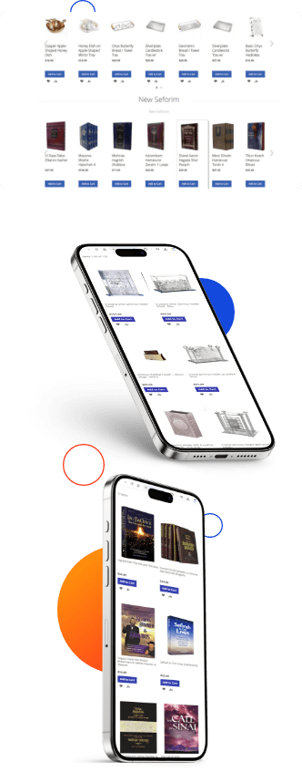 Judaica company website mockup displayed on desktop and mobile devices.