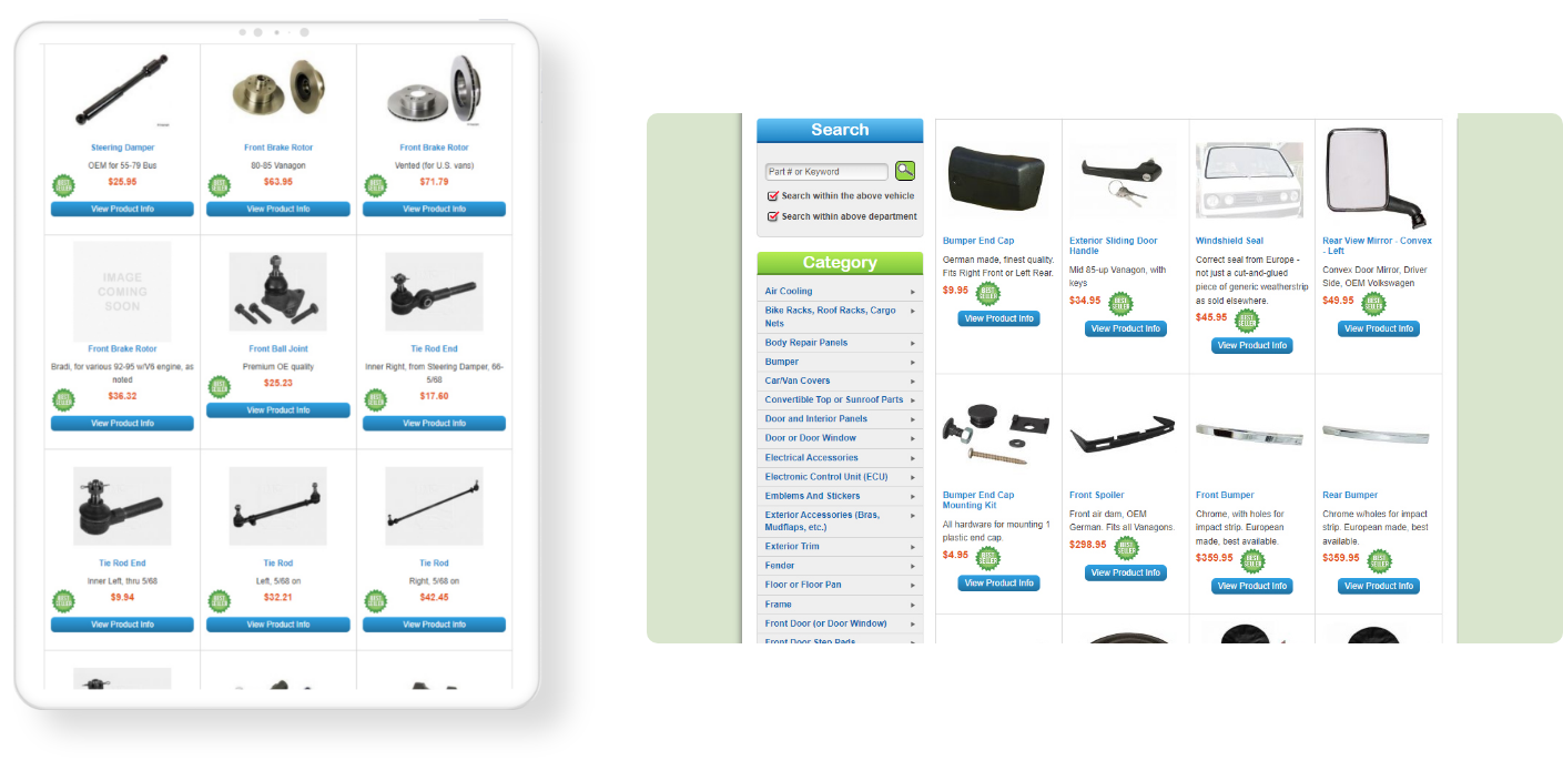 Bus Depot website product page desktop