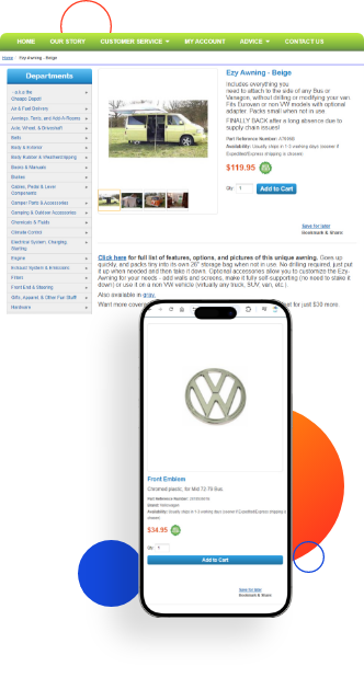 Bus Depot product details page after Magento 2 Migration in desktop and mobile device view.