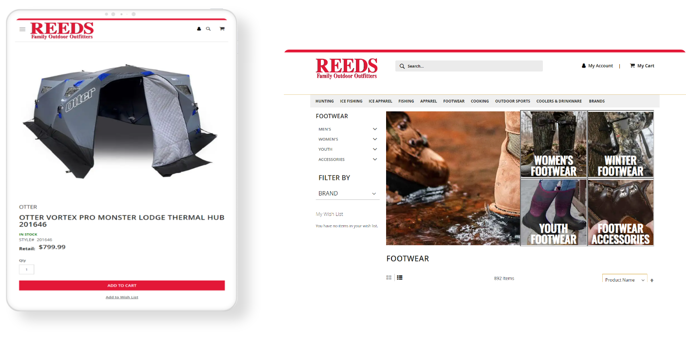 REEDS website product page mockup desktop