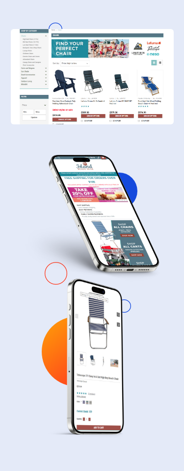 Island Beach Gear website mock-up on mobile