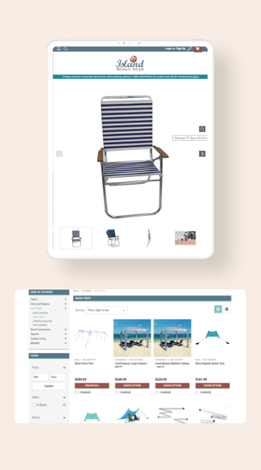 Island Beach Gear website mock-up in mobile