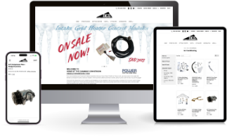 Diesel conversion website homepage mockup after Magento to BigCommerce migration on desktop, mobile, tablet.
