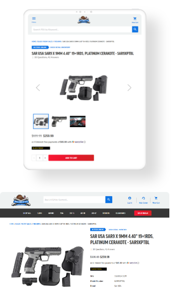 product details page mockup on desktop and tablet devices by Wagento